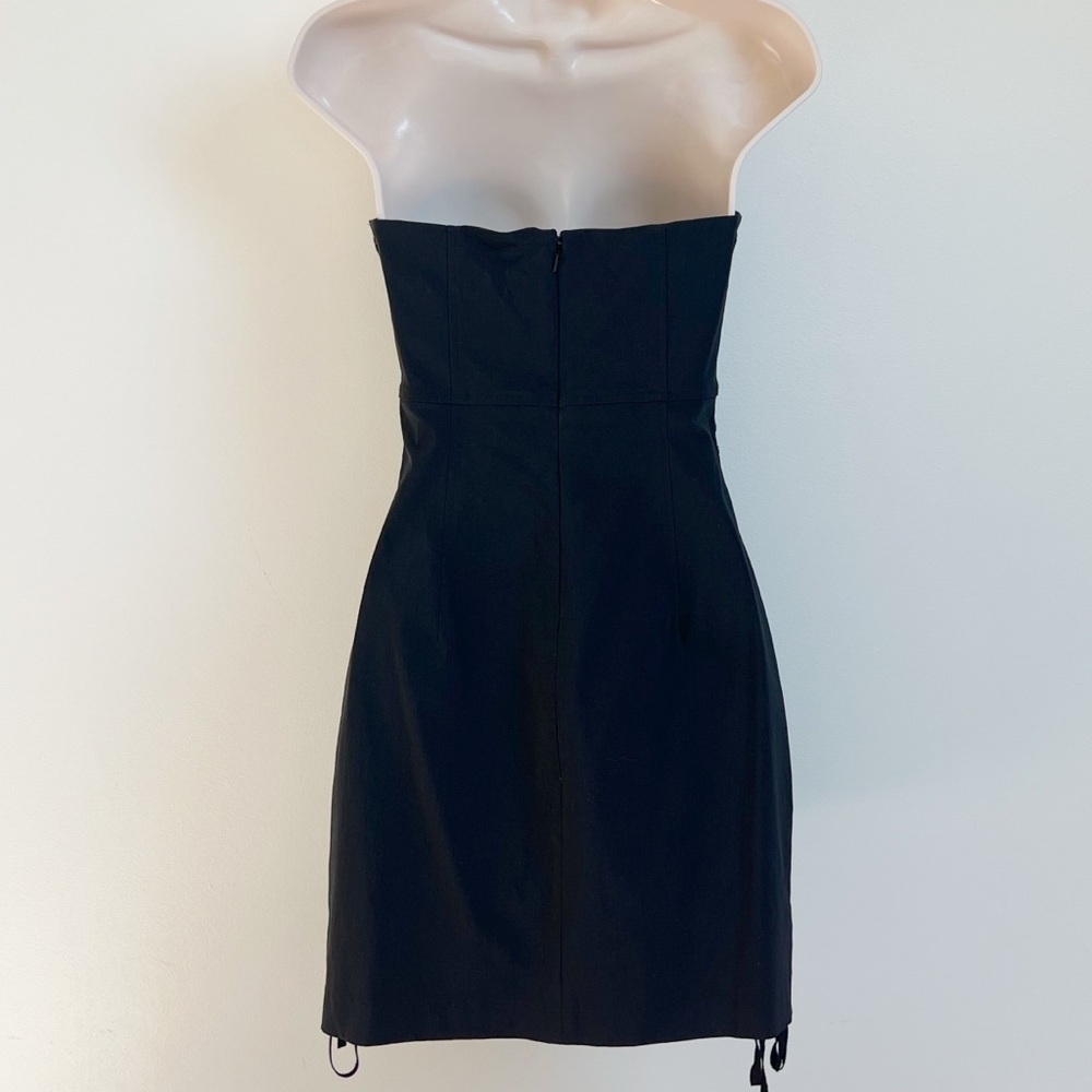 🆕 Express strapless lace up sides mini dress stretchy size 4 black - Picture 4 of 14